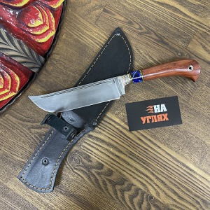 Нож Узбек-2 (Р18, рукоять падук, вставка акрил, мельхиор)
