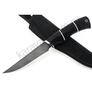 Нож Филейный малый (дамаск, черный граб)