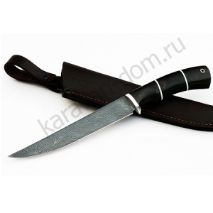 Нож Филейный средний (дамаск, чёрный граб)