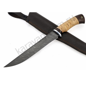 Нож Филейный большой (дамаск, береста)